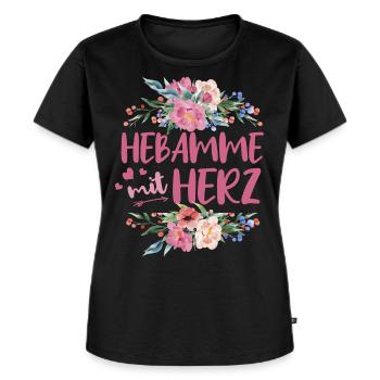 Hebamme mit Herz - Frauen Premium Bio T-Shirt - Schwarz - Vorne - Selfina (174cm)