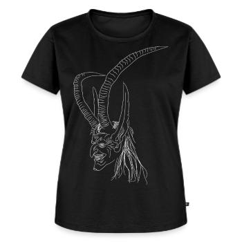 Percht Shirt Geschenk Perchtenlauf Krampus - Frauen Premium Bio T-Shirt - Schwarz - Vorne - Selfina (174cm)