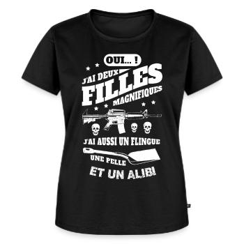 J'AI DEUX FILLES MAGNIFIQUES - T-shirt Premium bio Femme - noir - Devant - Selfina (174cm)