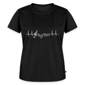 Love Musik Music EKG Musikalisch Notenschlüssel - Frauen Premium Bio T-Shirt - Schwarz - Vorne - Selfina (174cm)