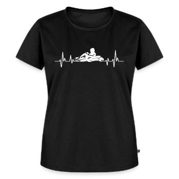 Kart Herzschlag Kart - Frauen Premium Bio T-Shirt - Schwarz - Vorne - Selfina (174cm)