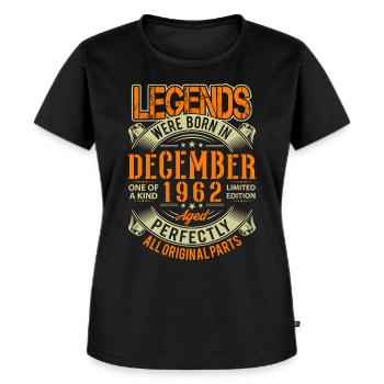 1962 Décembre Birthday Legend - T-shirt Premium bio Femme - noir - Devant - Selfina (174cm)