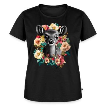 Reh - Frauen Premium Bio T-Shirt - Schwarz - Vorne - Selfina (174cm)