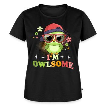 Hibou hiboux Je suis hibou - T-shirt Premium bio Femme - noir - Devant - Selfina (174cm)