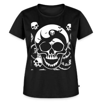 Horror Schädel Schädel Kunst Totenkopf Gothic Heavy Metal - Frauen Premium Bio T-Shirt - Schwarz - Vorne - Selfina (174cm)