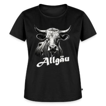 Allgäu Kuh Alpe Alm Urlaub Ferien Bauernhof - Frauen Premium Bio T-Shirt - Schwarz - Vorne - Selfina (174cm)