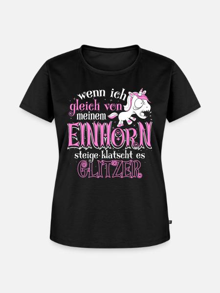 Einhorn Glitzer - Frauen Premium Bio T-Shirt - Schwarz