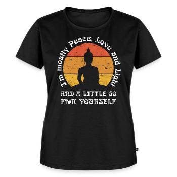 Buddha Yoga Meditation Sarkasmus Sarkastisch Zicke - Frauen Premium Bio T-Shirt - Schwarz - Vorne - Selfina (174cm)