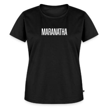 Maranatha Jesus kommt bald Christlich - Frauen Premium Bio T-Shirt - Schwarz - Vorne - Selfina (174cm)