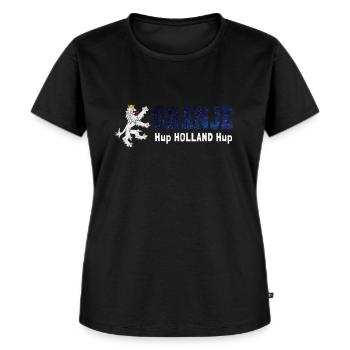 Oranje Hup Holland Hup - Frauen Premium Bio T-Shirt - Schwarz - Vorne - Selfina (174cm)