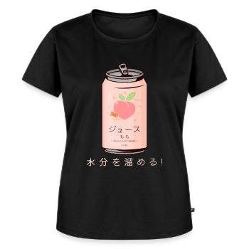 Japan Peach Soft Drink Aesthetic Kawaii Gift - Women's Premium Organic T-shirt - black - Front - Selfina (174cm)