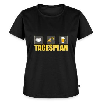 Bagger Baggerfahrer - Tagesplan - Frauen Premium Bio T-Shirt - Schwarz - Vorne - Selfina (174cm)