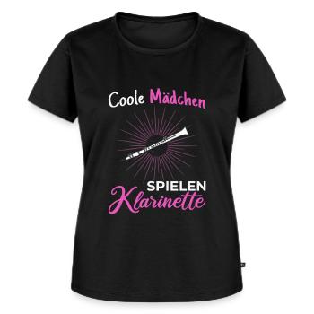 Coole Mädchen spielen Klarinette - Frauen Premium Bio T-Shirt - Schwarz - Vorne - Selfina (174cm)