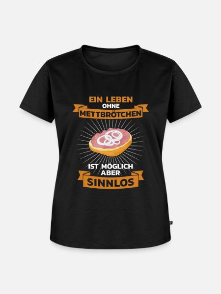 Mett Mettbrötchen Hackfleisch - Frauen Premium Bio T-Shirt - Schwarz