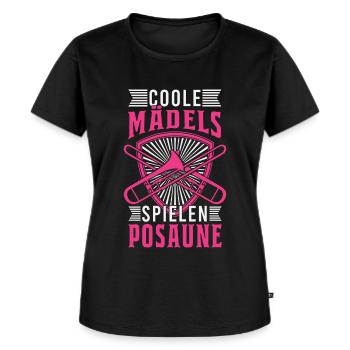 Coole Mädels spielen Posaune Mädchen Posaunistin - Frauen Premium Bio T-Shirt - Schwarz - Vorne - Selfina (174cm)