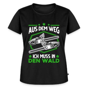 Aus den Weg Ich muss in den Wald Baumfäller - Frauen Premium Bio T-Shirt - Schwarz - Vorne - Selfina (174cm)
