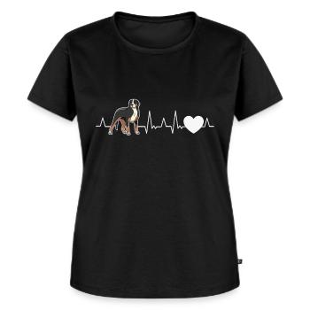 Appenzeller Sennenhund Herzschlag Schweizer Hund - Frauen Premium Bio T-Shirt - Schwarz - Vorne - Selfina (174cm)