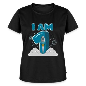 Weltraum 1 Geburtstag 1 Jahr Rakete Ich Bin 1 - Frauen Premium Bio T-Shirt - Schwarz - Vorne - Selfina (174cm)