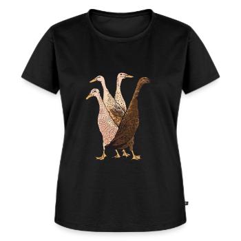 Indische Laufente - Frauen Premium Bio T-Shirt - Schwarz - Vorne - Selfina (174cm)