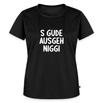 DDR Ostdeutschland S gude Ausgeh Niggi Ossi - Frauen Premium Bio T-Shirt - Schwarz - Vorne - Selfina (174cm)