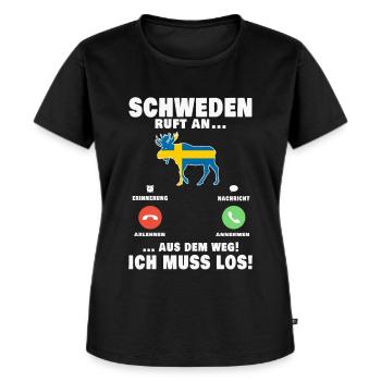 Schweden ruft an Reise Elch Sweden - Frauen Premium Bio T-Shirt - Schwarz - Vorne - Selfina (174cm)