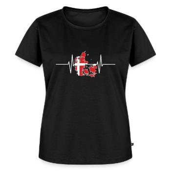 Dänemark Herzschlag Flagge Vintage Dänemark - Frauen Premium Bio T-Shirt - Schwarz - Vorne - Selfina (174cm)