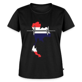 Thailand Herzschlag Flagge Vintage Thailand - Frauen Premium Bio T-Shirt - Schwarz - Vorne - Selfina (174cm)