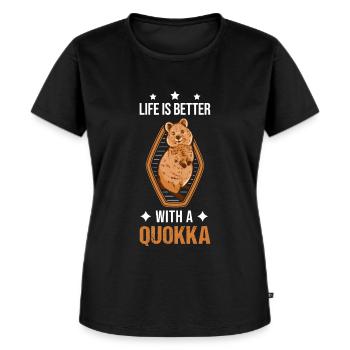 Life is better with a Quokka Kurzschwanzkänguru - Frauen Premium Bio T-Shirt - Schwarz - Vorne - Selfina (174cm)