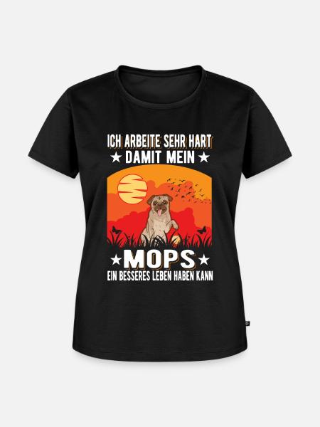 Mops Besseres Leben - Frauen Premium Bio T-Shirt - Schwarz