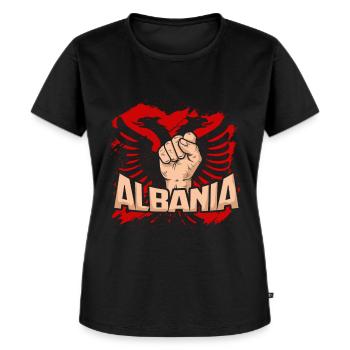 Albanian Flag Albania Kosovo Tirana Shqiptar - Women's Premium Organic T-shirt - black - Front - Selfina (174cm)