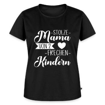 Mama von 2 Kindern - Stolzer Spruch - Frauen Premium Bio T-Shirt - Schwarz - Vorne - Selfina (174cm)