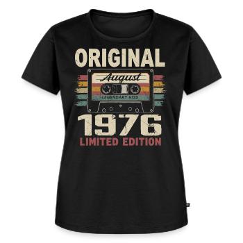 Août 1976 August 1976 Cadeau Août 1976 August 1976 - T-shirt Premium bio Femme - noir - Devant - Selfina (174cm)