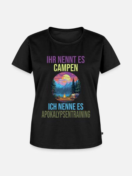 Campingplatz - Frauen Premium Bio T-Shirt - Schwarz