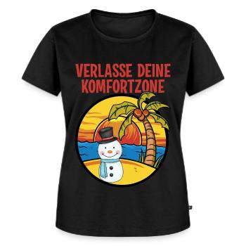 Verlasse deine Komfortzone Motivation Geschenk - Frauen Premium Bio T-Shirt - Schwarz - Vorne - Selfina (174cm)