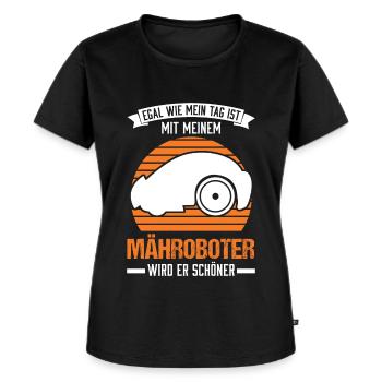 Mähroboter Rasenmähroboter - Frauen Premium Bio T-Shirt - Schwarz - Vorne - Selfina (174cm)