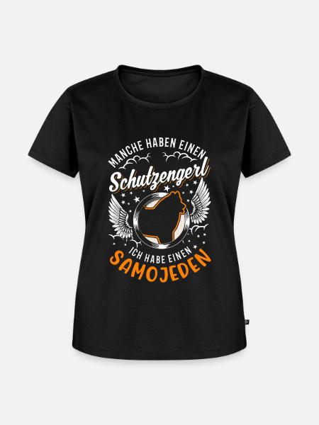 Samojede Schutzengel Schlittenhund Samojeden - Frauen Premium Bio T-Shirt - Schwarz