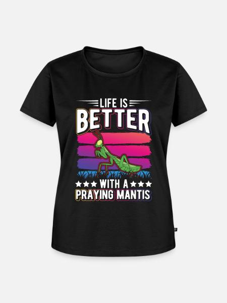 Gottesanbeterin Mantis Fangschrecke - Frauen Premium Bio T-Shirt - Schwarz