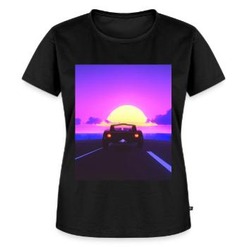 Vaporwave Aesthetic Sportwagen Strand - Frauen Premium Bio T-Shirt - Schwarz - Vorne - Selfina (174cm)