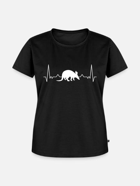 Erdferkel Herzschlag - Frauen Premium Bio T-Shirt - Schwarz