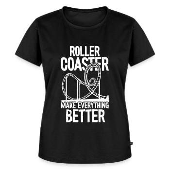 Achterbahn - Frauen Premium Bio T-Shirt - Schwarz - Vorne - Selfina (174cm)