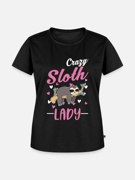 Verrückte Faultier Frau - Frauen Premium Bio T-Shirt - Schwarz