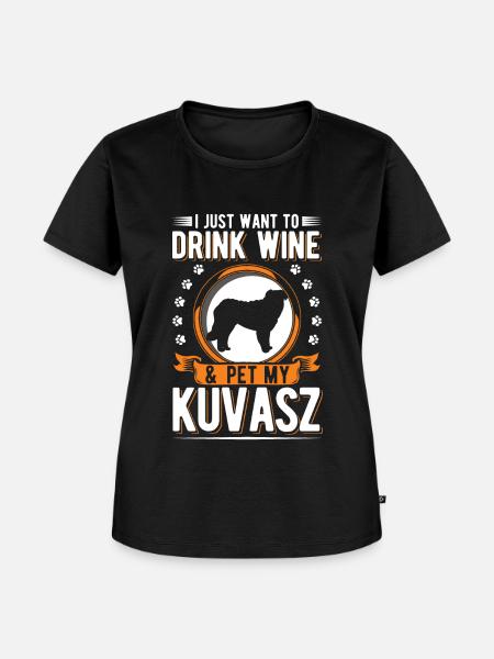 Kuvasz und Wein - Frauen Premium Bio T-Shirt - Schwarz