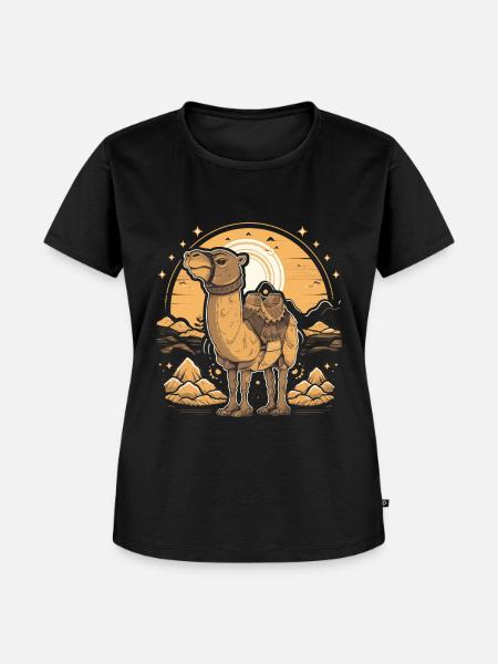 Kamel Retro Großkamel Ägypten - Frauen Premium Bio T-Shirt - Schwarz