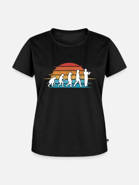 Querflöte Evolution Flöte Flötist - Frauen Premium Bio T-Shirt - Schwarz