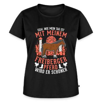 Freiberger Pferd - Frauen Premium Bio T-Shirt - Schwarz - Vorne - Selfina (174cm)