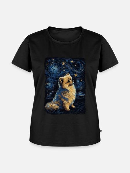 Zwergspitz Starry Night - Frauen Premium Bio T-Shirt - Schwarz