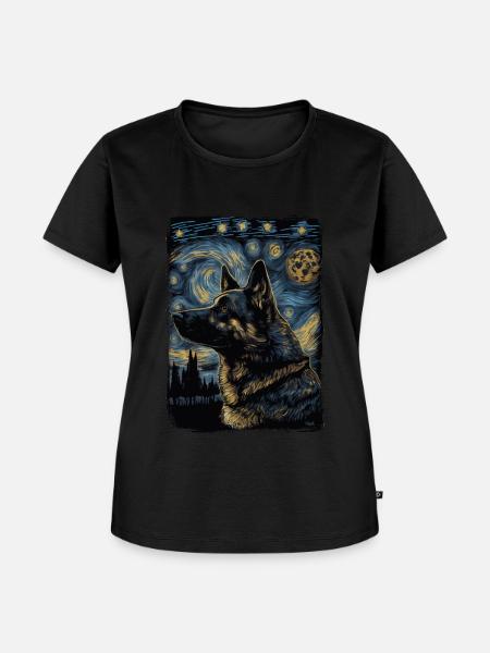 Schäferhund Starry Night - Frauen Premium Bio T-Shirt - Schwarz