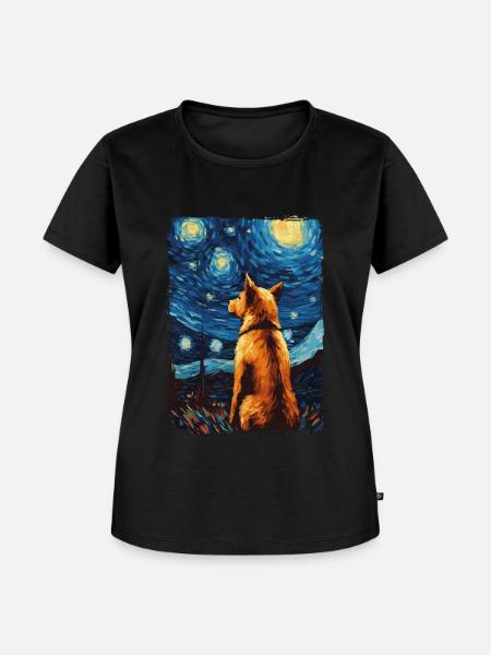 Schäferhund Starry Night - Frauen Premium Bio T-Shirt - Schwarz