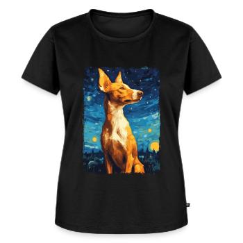 Podenco Starry Night - Frauen Premium Bio T-Shirt - Schwarz - Vorne - Selfina (174cm)