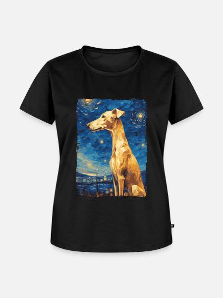 Galgo Espanol Starry Night - Frauen Premium Bio T-Shirt - Schwarz